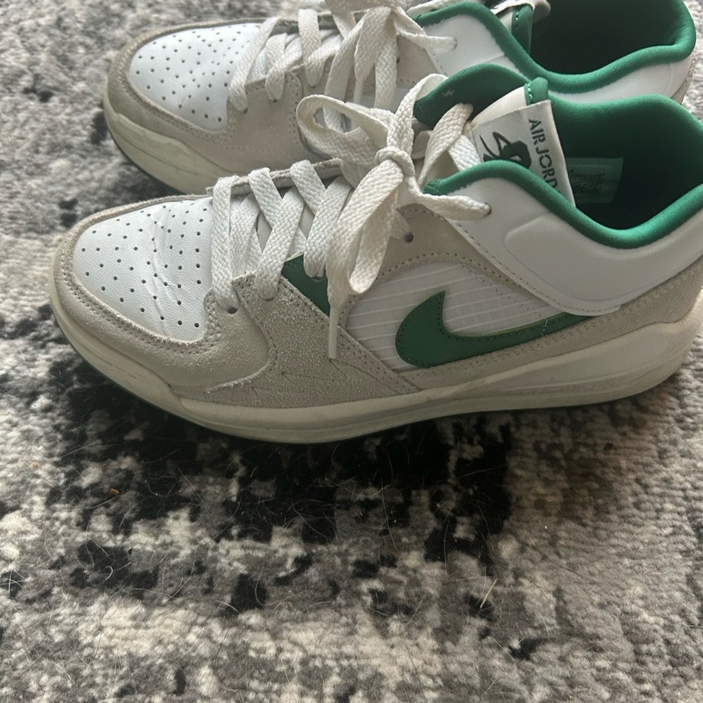 Jordan Kids' White and Green Sneakers